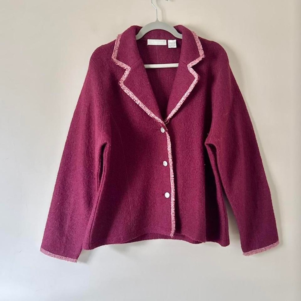 Dark Pink 100% Wool Chore‎ Coat